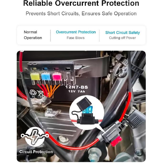 Inline Fuse Holder 12V/24V Waterproof, 4 Pack Heavy Duty 12AWG Automotive Blade Fuse Block For Car Truck Marine Boat RV, Complete Kit With 40Pcs