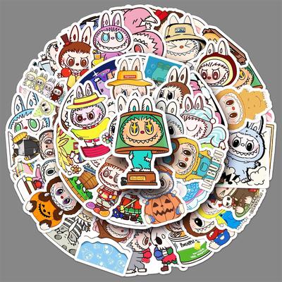 50 Labubu Graffiti-Sticker: Niedliche Cartoon-Dekoration für Handyhüllen, Koffer, Wasserbecher, Tagebücher