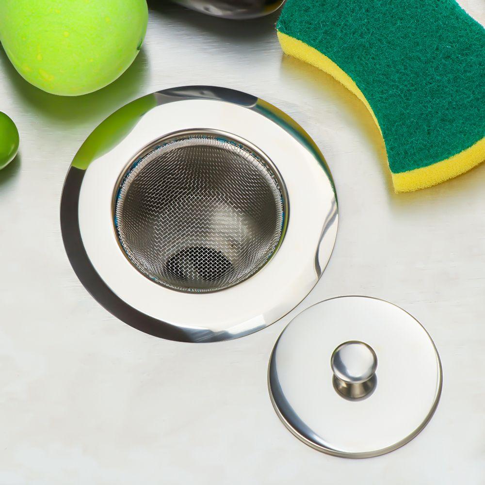 Sită Chiuvetă din Oțel Inoxidabil cu Capac Dop de Păr Alimentar Coș Filtru Colander Găură de Scurgere