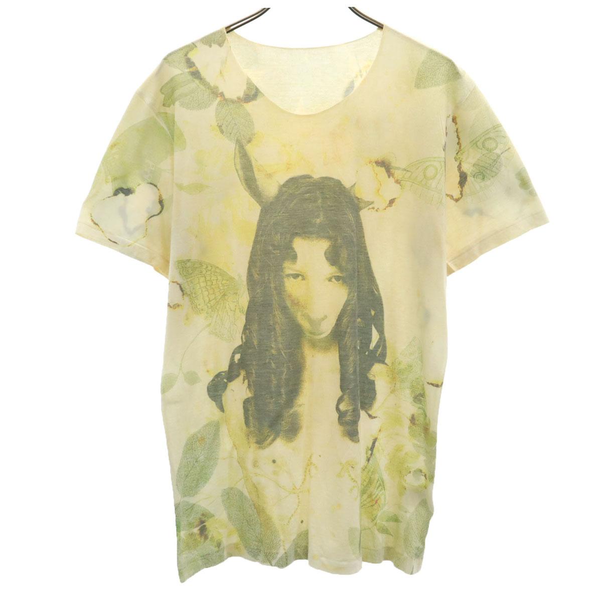 

Mix Sense сделано в Японии Принт Футболка с коротким рукавом F Желтая унисекс Мужская Б/у