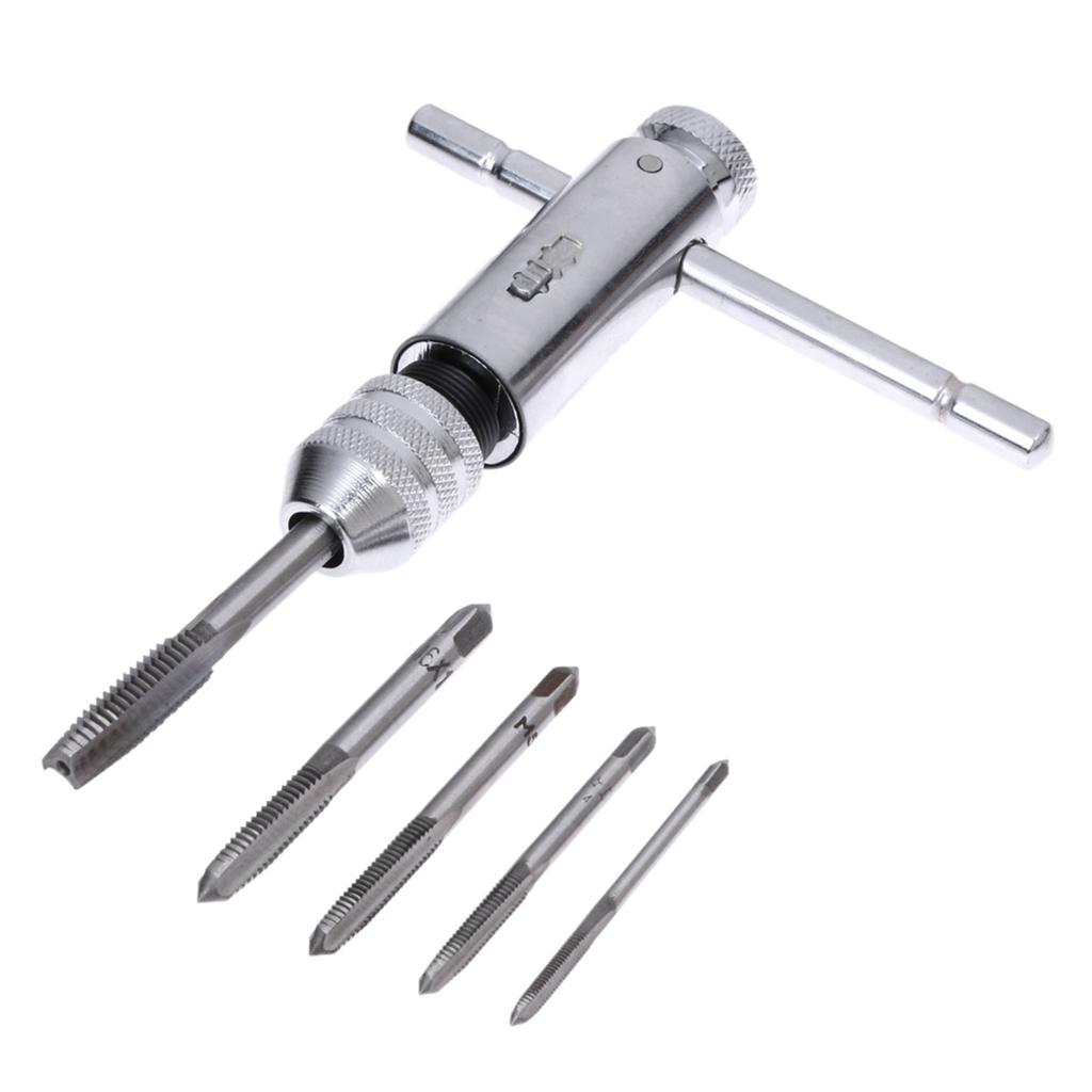 Upgraded T-Handle Ratchet Tap Holder Wrench Adjustable with M3-M8 Metric Tread Tap Manual Tapping Accessories Alloy