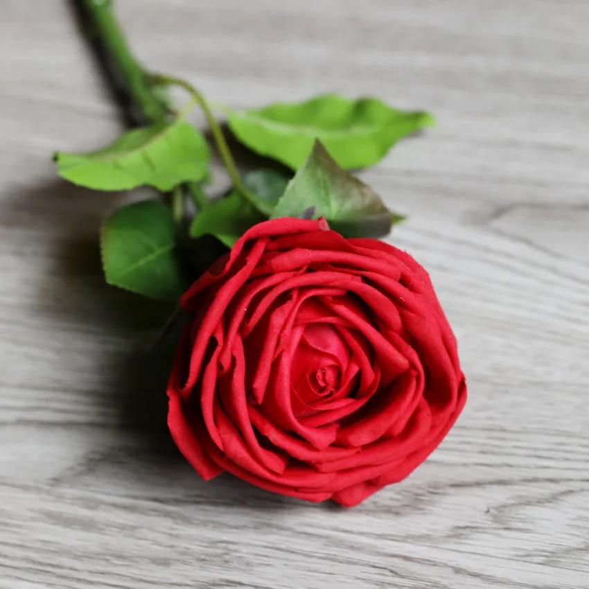 

5Pc/lot Artificial Flowers Moisturizing Rose Real Touch Roses Flowers Bridal Bouquet Wedding Decor Home Party Floral Arrangement червоний