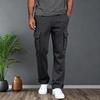 Men Cargo Pants Elastic Waist Adjustable Drawstring Casual Overalls with Multi Pockets Solid Color Wide Leg Pants