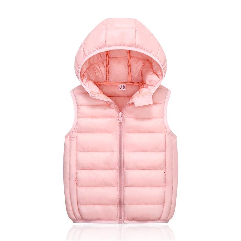 Kids' Korean-Style Hooded Down Cotton Vest for Autumn/Winter