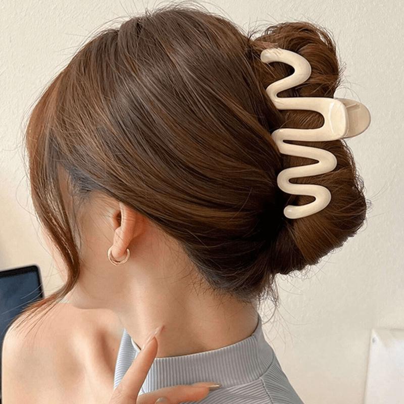 Plastic Wave Pattern Hair Clips for Women, 11cm/4.3in Size, Dopamine Color Palette, Fashion Accessories for Halloween Accessories