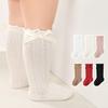 1 Pair Baby Seamless Crew Socks with Bownot Breathable Cotton Mesh Socks Soft Anti-Odor Cute Solid Color Socks for Newborns