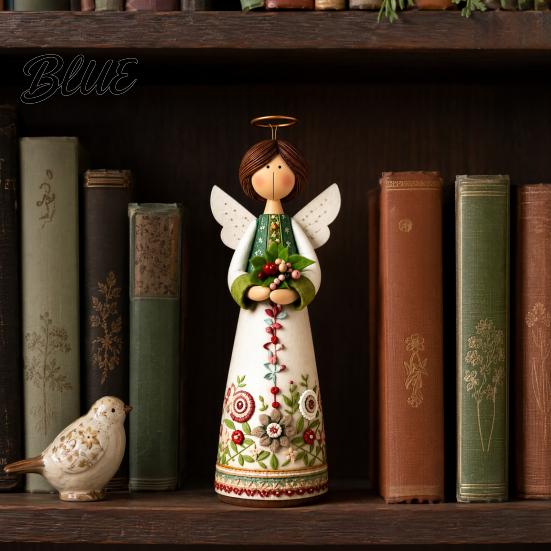Blumenwinkel Statue Vintage Blumige Figur Dekoration Handgeschnitzte Engelsstatue Dekorative Einzigartige Geschenkfigur Heimtischdekoration für Wohnzimmer