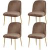4 Pack Velvet Curved Back Chair Covers Modern Accent Mid Century Short Back Armless Chair Slipcovers for Room Furniture Protector