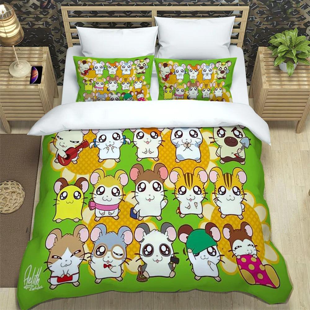3D Printing Cartoon Lovely Hamtaro Bedding Set Duvet Cover Pillow Set Birthday Gift Children Quilt Cover Bedding Home Textiles