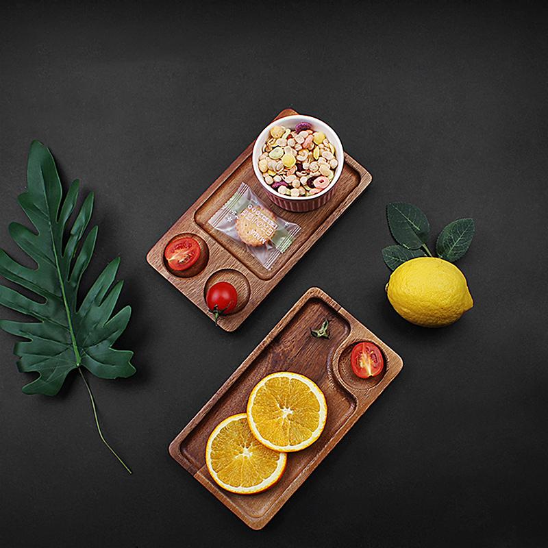 Wooden Tea Coffee Tray Fruit Dessert Candy Dish Wooden Decorative Bread Snack Cake Food Dish Tray Tableware