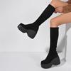 Shoes for Women 2024 Hot Sale Slip-on Women's Boots Fashion Solid Modern Boots Women New Plus Size Round Toe Knee-High Boots