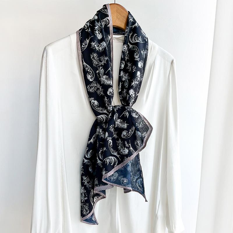 Korean Geometric Retro Cotton and Linen Hand Feel Small Strip Scarf Classic Versatile Multifunctional Fashion Scarf