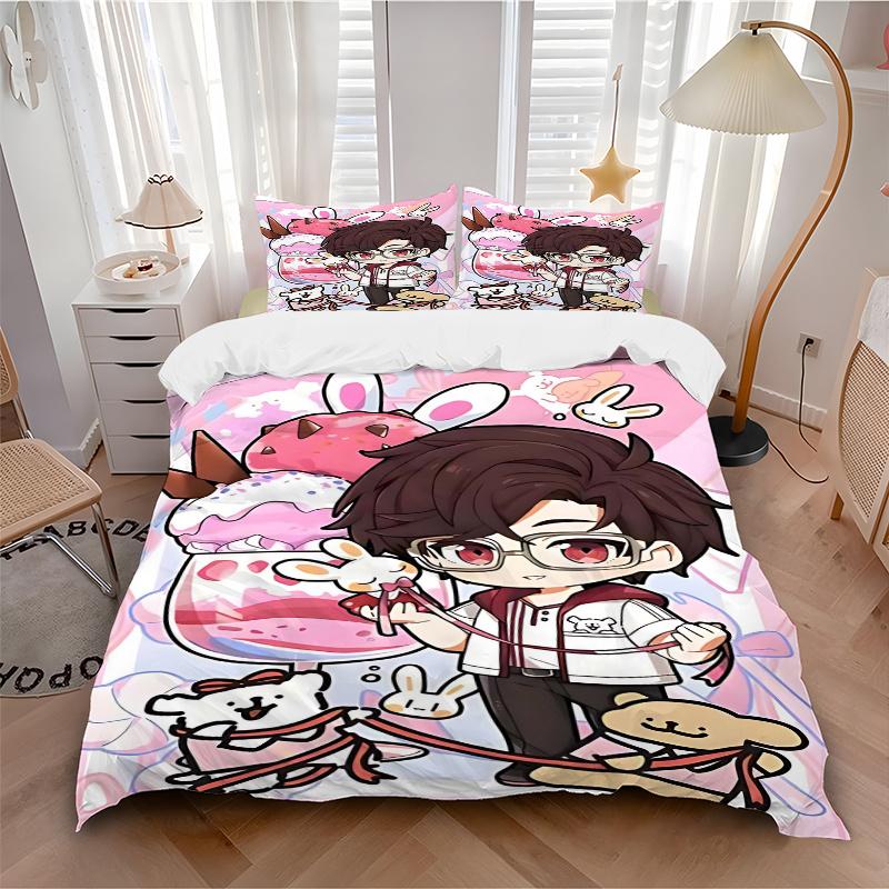 3pcs Anime Cartoon Design Comforter Set with One Quilt Cover and Two Pillowcases (No Core) - Festive Gift for Bedroom and Guest Room Decoration, Polye