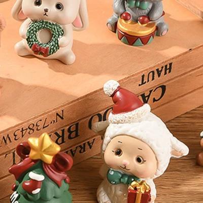 Christmas Series Craft Resin Animal Party Creative Mini Christma Tree Old Girl Kids Cute Gift Home Decoration Supplies Decor