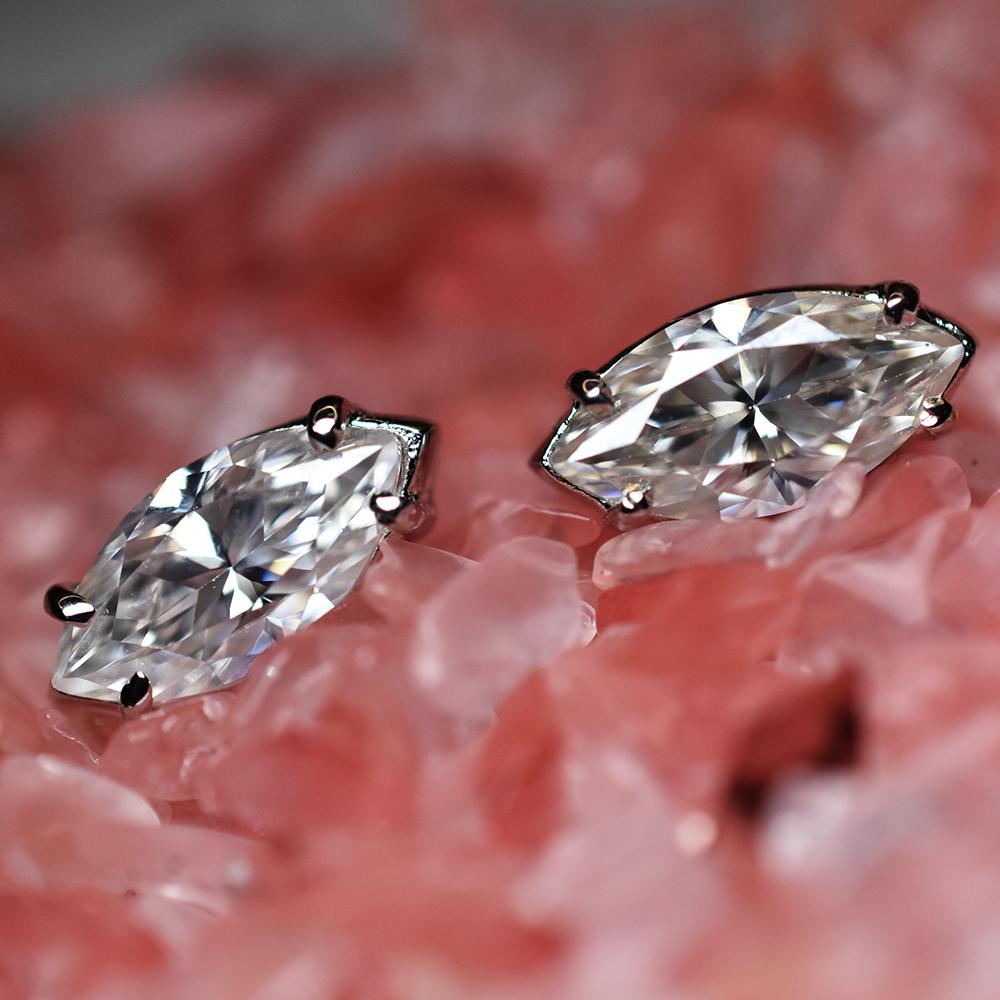 Synthetic White Moissanite Earring 13 Ct Marquise Gems Pair Gemstone Jewelry Gift