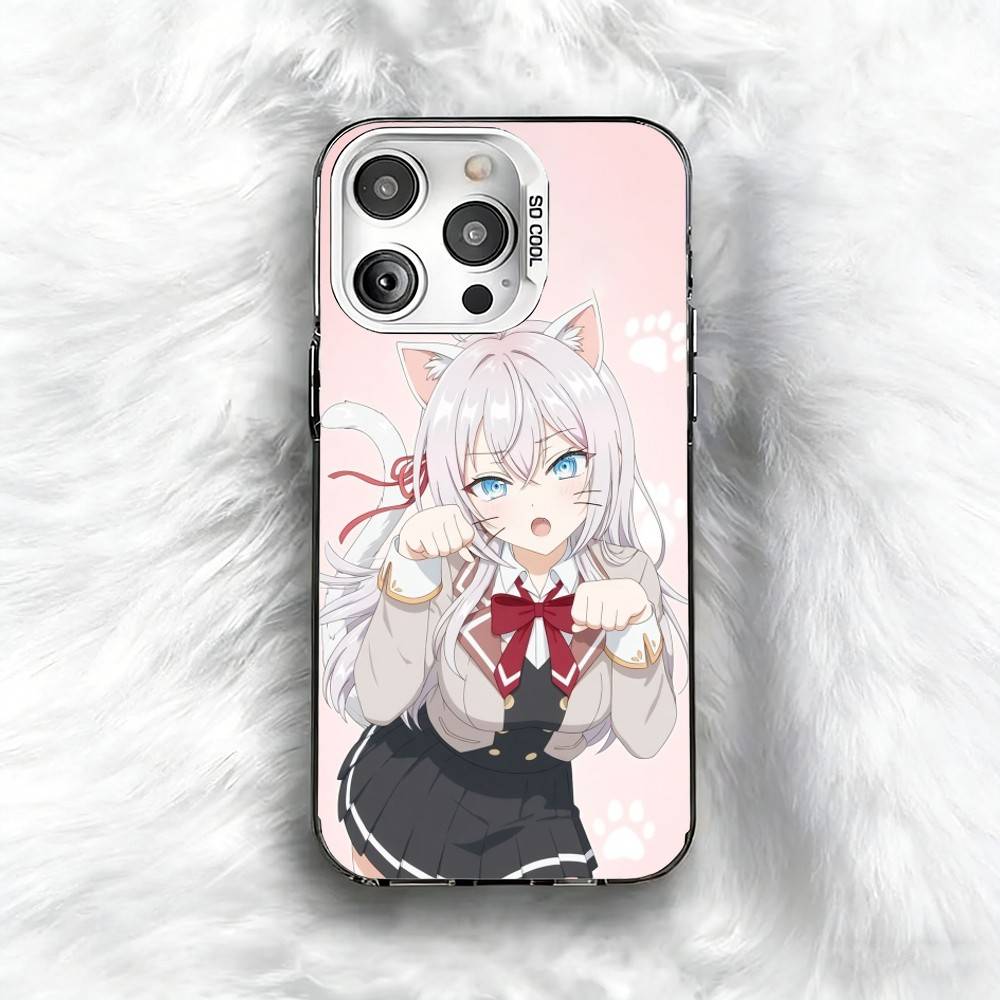 Custodia per Telefono Anime Carina A-Alya per iPhone 16 17 15 14 12 13 Pro Max Colore Nero Copertura Antiurto