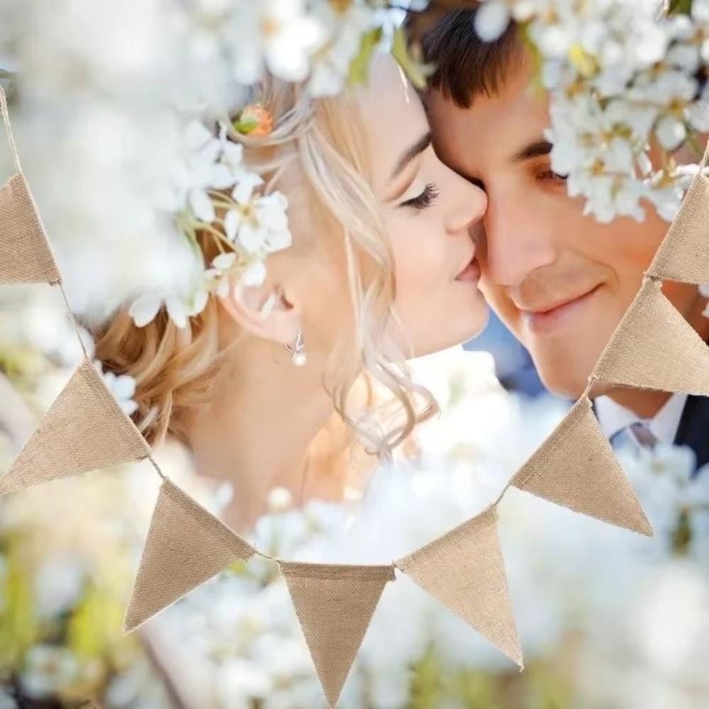 4.3M Length Jute Hessian Flag Garland Triangular Shape Triangular Bunting Garland Birthday Party