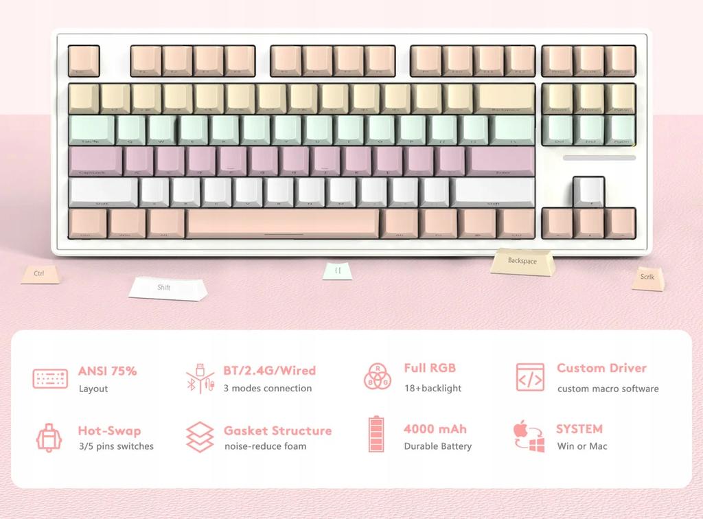 Attack Shark M87 TKL Hot Swap 2.4Ghz Wireless RGB Mechanical Keyboard