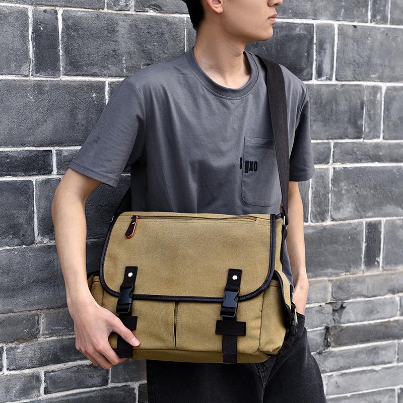 Geantă Messenger Nouă pentru Bărbați Capacitate Mare Retro Pânză Ciclism pe Distanțe Scurte Navetă Portabilă Geantă de Umăr