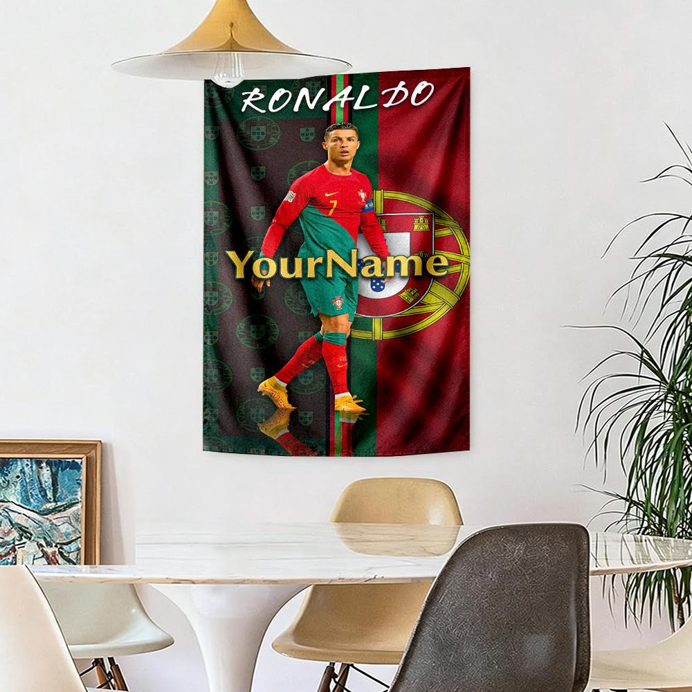 Cristiano Ronaldo Custom Jouw Naam Muurdecoratie Wandkleed Kunst Voor Huisdier Herdenking Verjaardag Bruiloft Feest Achtergrond Familiecadeau