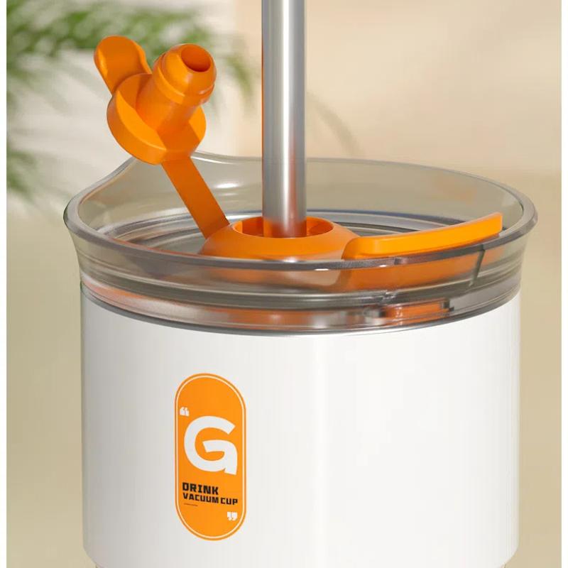 2025 New Fashion Thermal Water Bottle Ceramic Coffee Insulated Cup Portable In Car Dual Drinking Straw Cold Cup Thermal