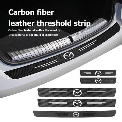 For Mazda Car Door Threshold Strip Rear Trunk Bumper Stickers Scuff Plate 3 CX3 CX4 CX5 CX7 CX8 CX9 CX30 RX7 Atenza Axela