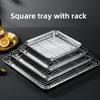 Golden Square Stainless Steel Food Service Tray plate set Nonstick Bakeware Fruit Cookie Bread Plate Kitchen Storage Container