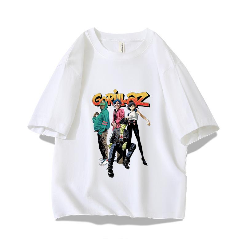Music Band Gorillaz Punk Rock Print 100 Cotton T Shirt Unisex Women Summer 90s Oneck Cotton Short Sleeve Tshirt Vintage Y2K Tee