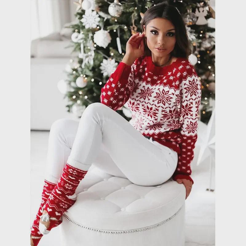 2023 Autumn/Winter Women's Christmas Snowflake Knit Sweater
