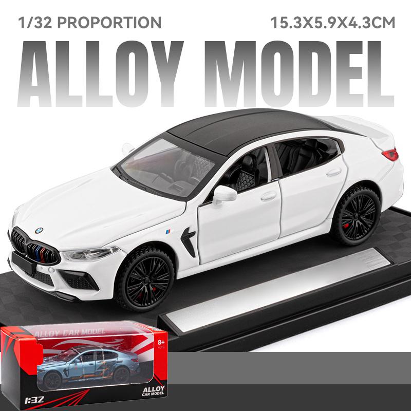 1:32 BMW M8 MANHART MH8 800 Supercar Alloy Metal Diecast Model Car Sound and Light Pull Back Children's Toy Collectible Birthday