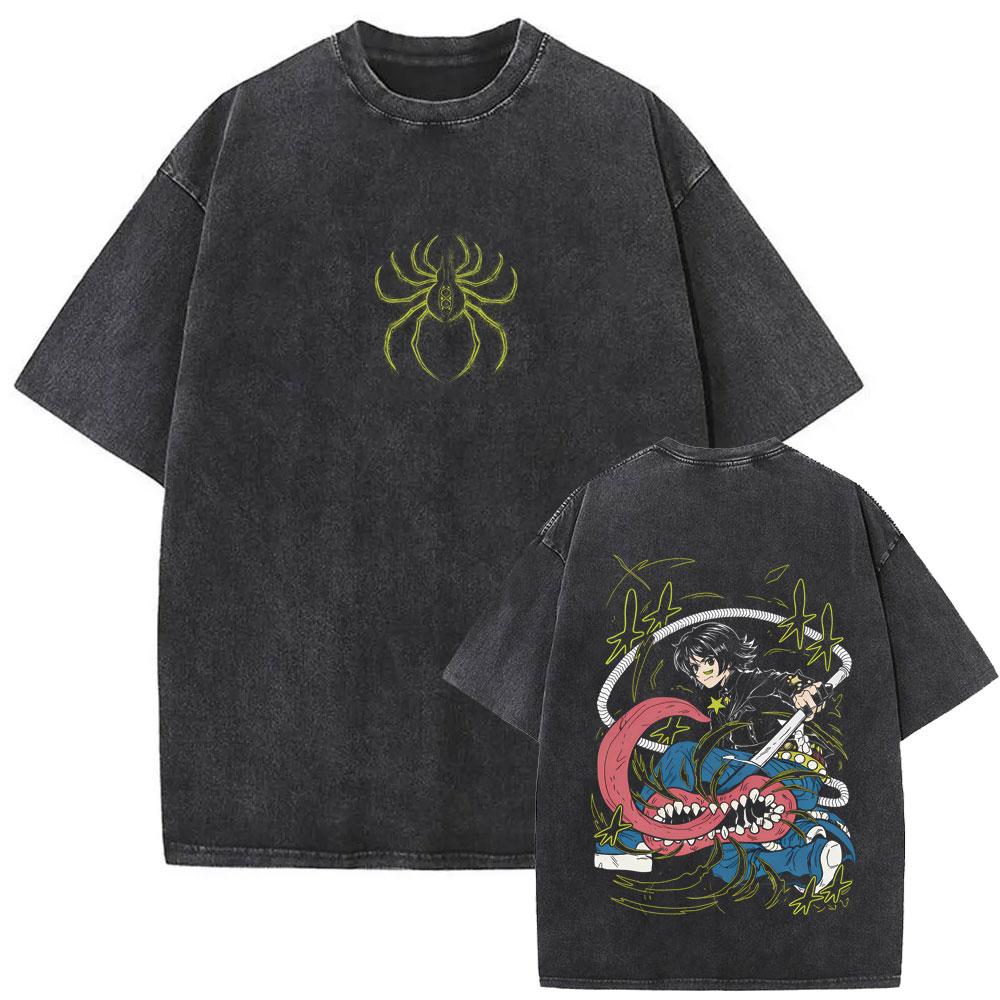 Washed Vintage Anime Hunter X Hunter T-shirt Phantom Troupe Spider Shizuku Merch T Shirt Men Women 90s Manga Oversized T-shirts