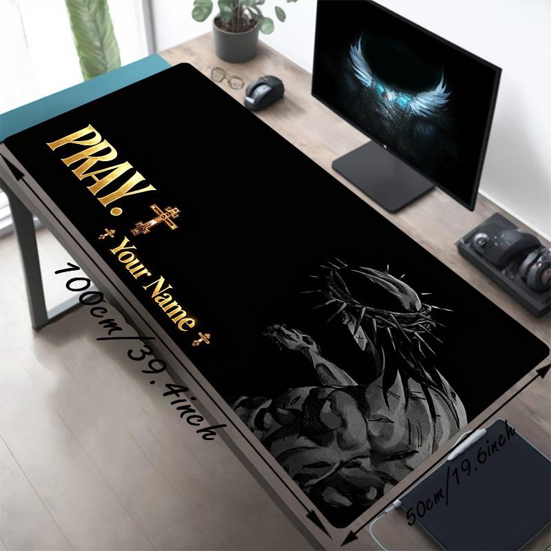 Custom Your Name Dark Prayer Gamer Large Deskmat Mousepad Playmat Xl Keyboard Mouse Pad Gaming Desk Accessories Anime Pc Extended Pads