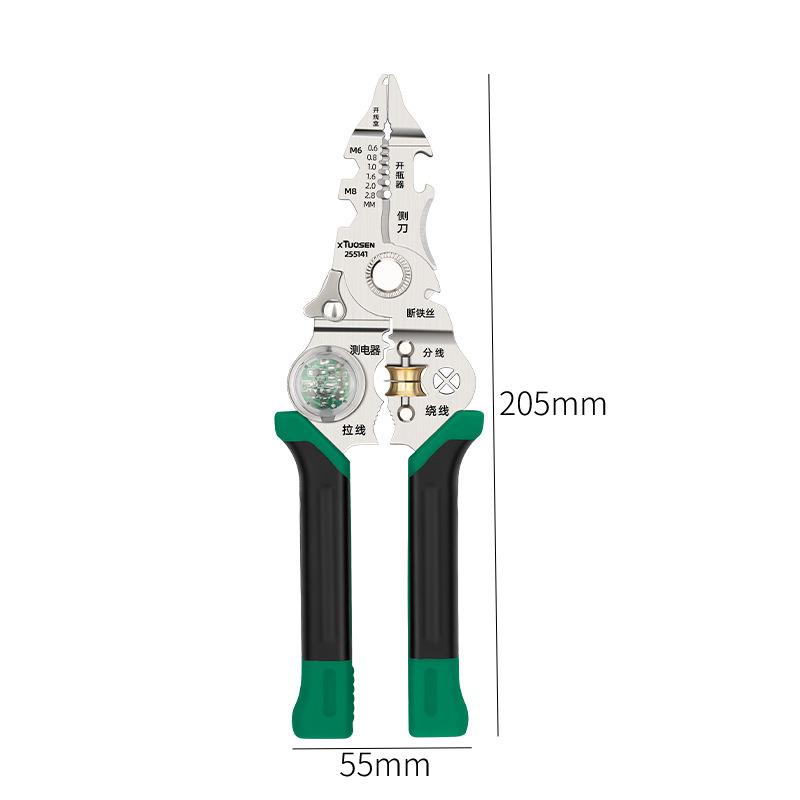 10 IN 1 Multifunctional Wire Stripper with Electricity Measurement Plier for Cutting Pulling Wires Cable Electrician Scissors