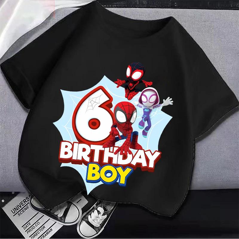 New Short Sleeve Marvels SpiderUnisex Kids Tshirt Number 19 Cartoon Figure Printed Tshirt Birthday Party Wears 100Cotton Tee