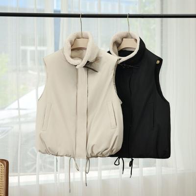 Lamb Wool Vest Women's Vest Short Autumn and Winter Cotton Vest Sleeveless Cotton Vest Outer Coat