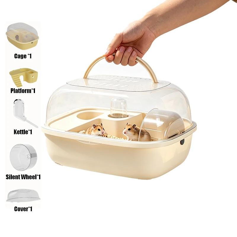 Double Layer Hamster Cage,Large Space VisibleSmall Animal Carrier Breathable Translucent PetTransport Box for Animal Transport