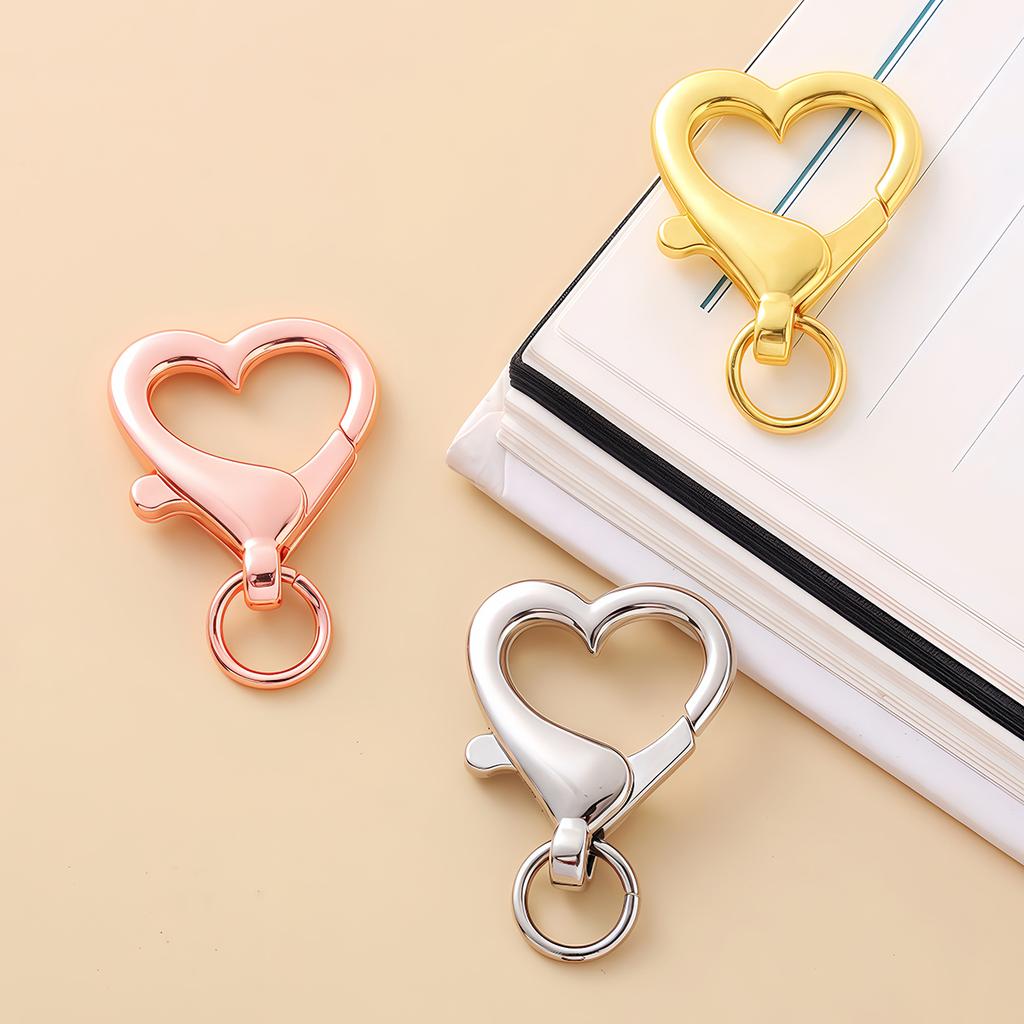 3-5Pcs Metal Love Heart Lobster Clasp Spring Snap Connection Buckle for Keychain Pendant Necklace DIY Jewelry Making Accessories