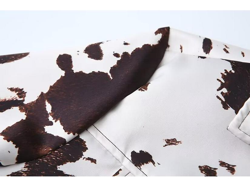 2024 Women's Autumn European & American Style Turn-Down Collar Printed Jacket with Long Sleeves