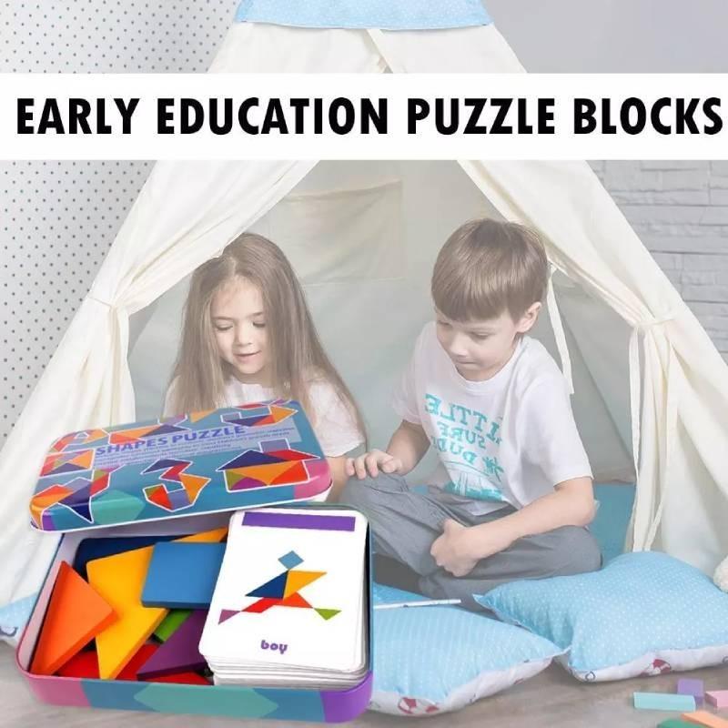 Langlebiges magnetisches Holz-Tangram-Puzzle für Kinder, Lernspielzeug für Kindergarten und Grundschule