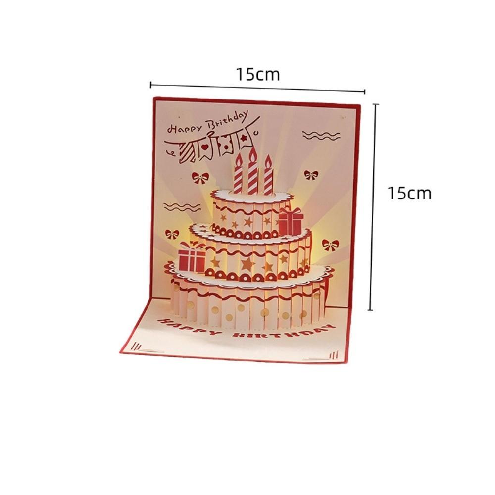 Pop Up Cake Happy Birthday Cake Card With Envelope Best Wishes Musical Light Greeting Card Greeting Invitation Cards