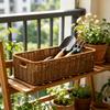 Handwoven Imitation Rattan Wine Basket with Lid Rustic Farmhouse Storage Box for Home Hotel Kitchen Bar Decor Wine Gift Basket