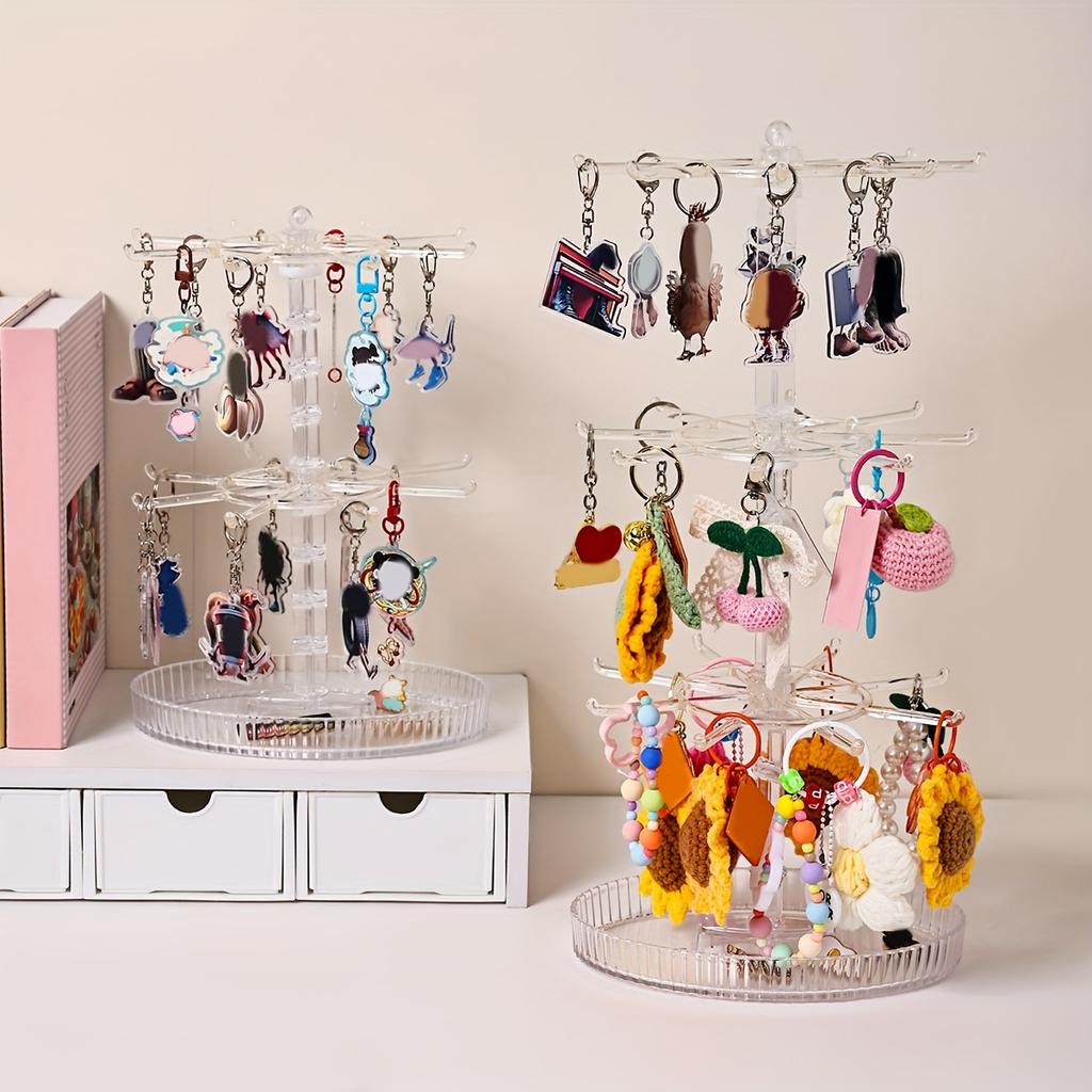 1 Stück mehrschichtiger, verstellbarer, drehbarer Schlüsselanhänger-Aufbewahrungsständer, Schmuck, Armband, Schreibtisch-Schmuckzubehör-Ausstellungsständer, Weihnachtsgeschenk