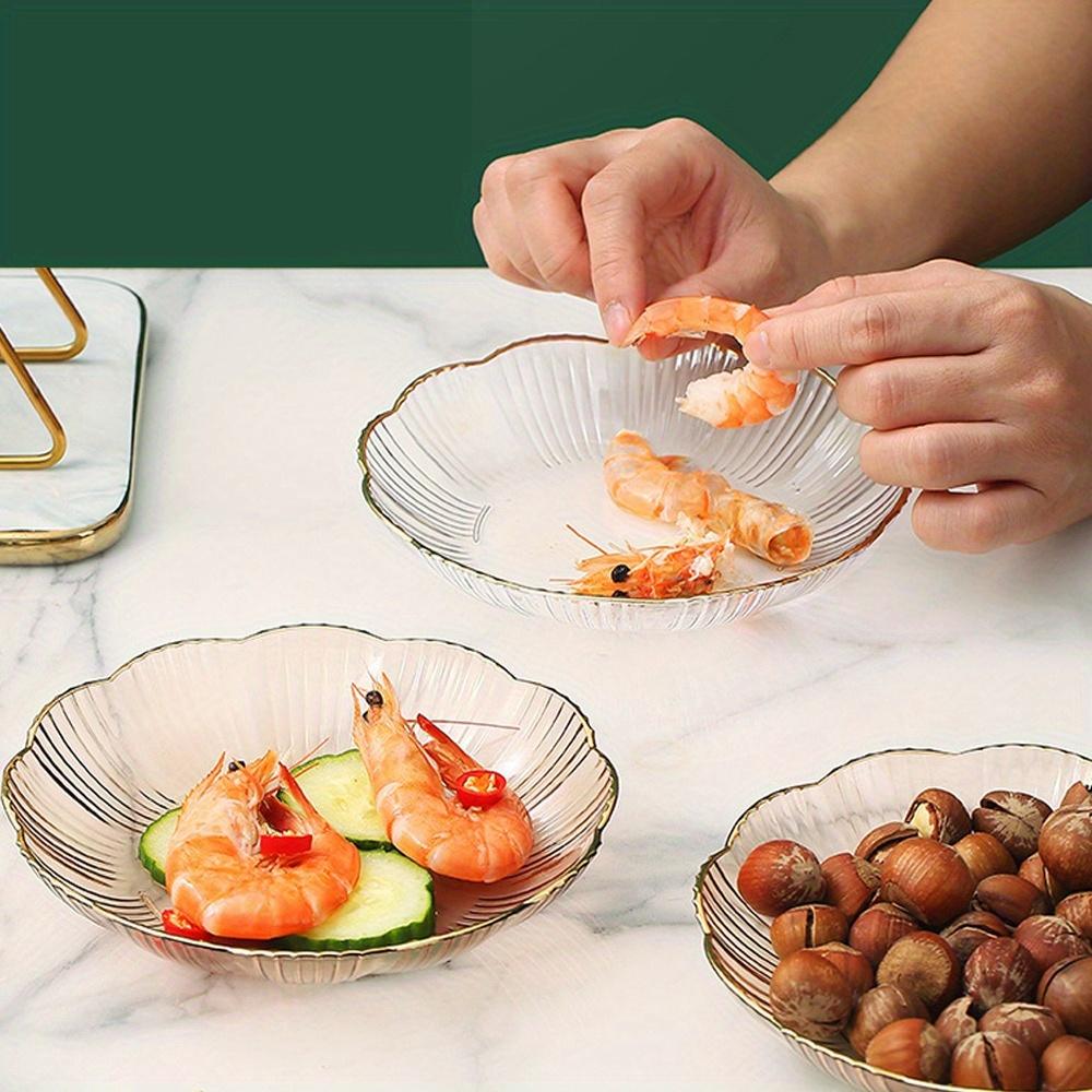 Salad Trays Clear Fruit Tray Golden Edge Stack Able Snack Platter Unbreakable Round Storage Salad Dessert Organizer Display Tray