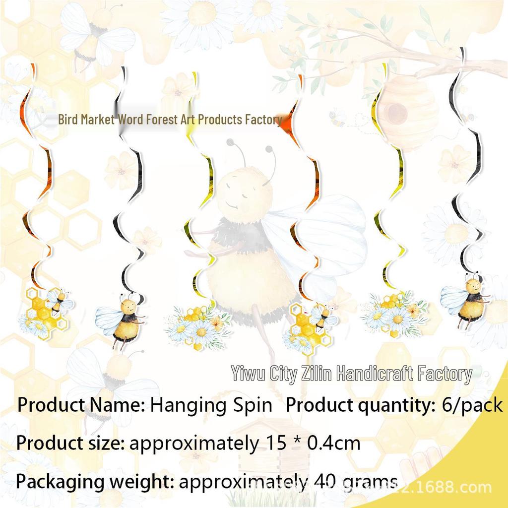 Spring Bee-Themed Birthday Party Disposable Tableware Set: Tablecloth, Napkins, Plates, Decorations.