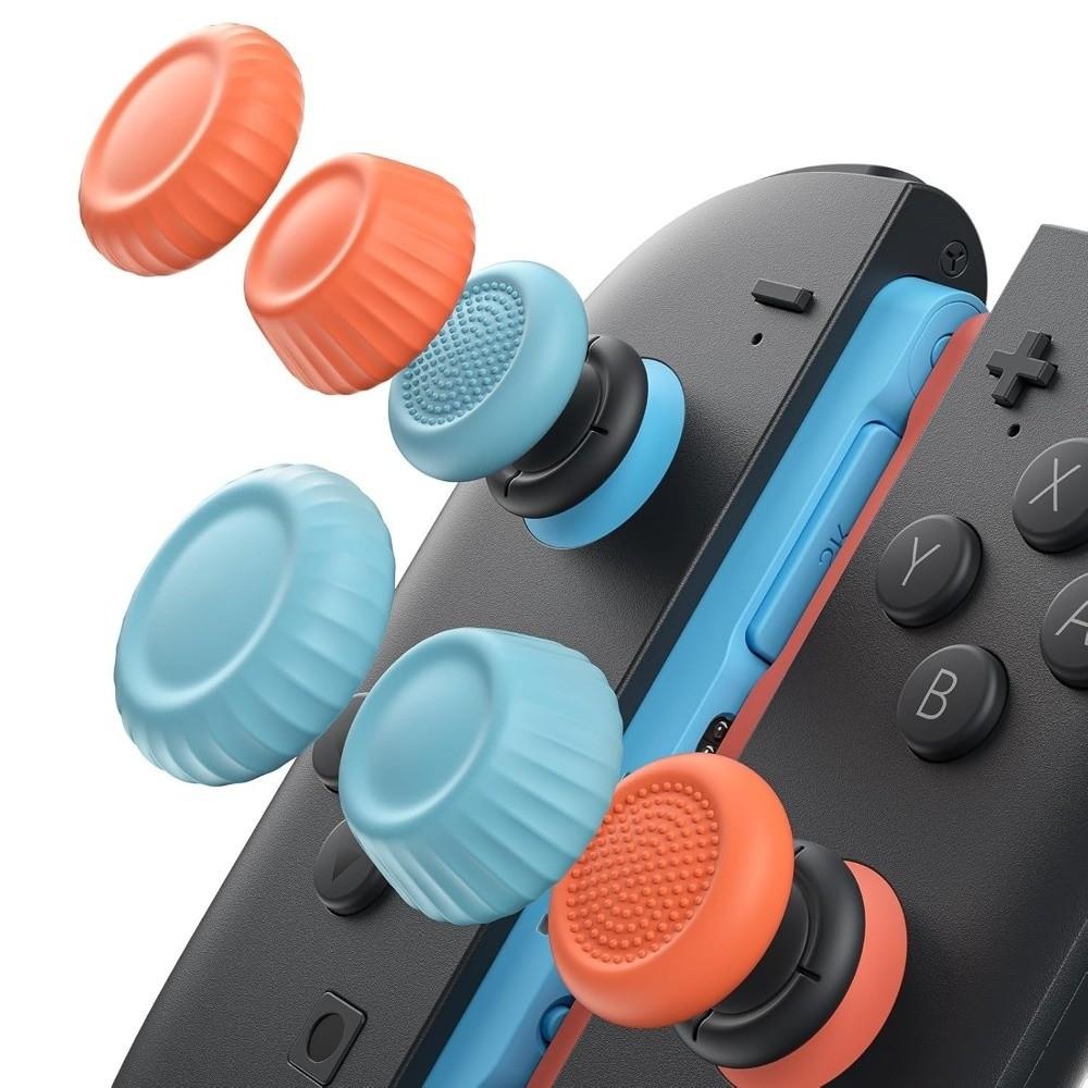 

6pcs Silicone Thumb Grips Caps Soft Switch Accessories Joystick Head Cover for Switch 2 Game Playing помаранчевий/синій