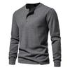 Waffle Henley T-Shirt Men Long Sleeve Basic Breathable Men's Tops Tee Shirts New Autumn Casual Solid Color Button T Shirts