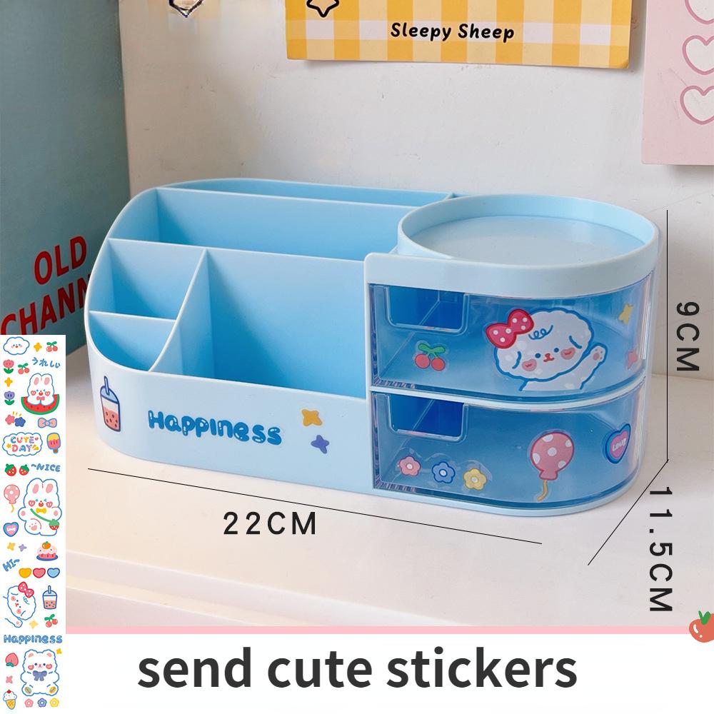 Creative Desktop Storage Box Organizer Plastic Drawer Transparent Kawaii Ins Multifunction Student Pen Holder Organizer Box Cute