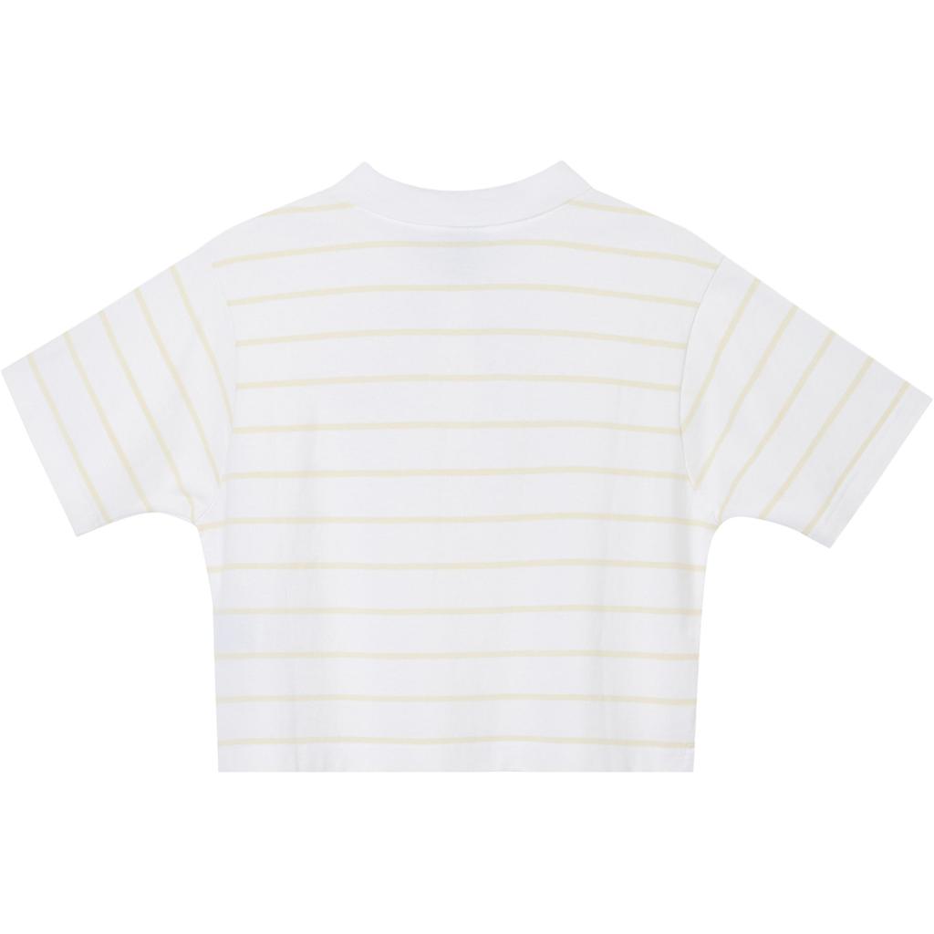 Nike Sportswear Logo Embroidered Striped Pattern Polo Neck Short Sleeve Drop Shoulder T-Shirt Women T-Shirts White HM4649-100