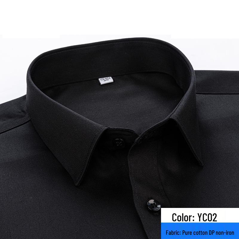 2026 Spring Men's Non-Iron Double-Ply Pure Cotton Long-Sleeve Formal Shirt