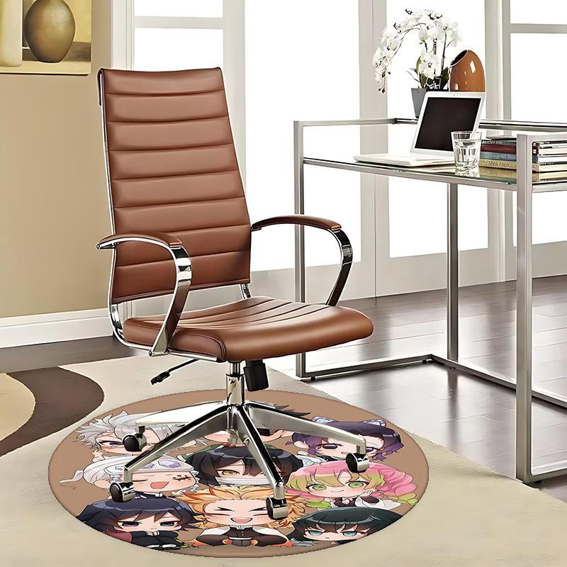 1pc Anime Character Round Carpet - Office Chair Mat, Non-Slip Rug for Home Decor, Seasonal Gift, Suitable for Office, Living Room